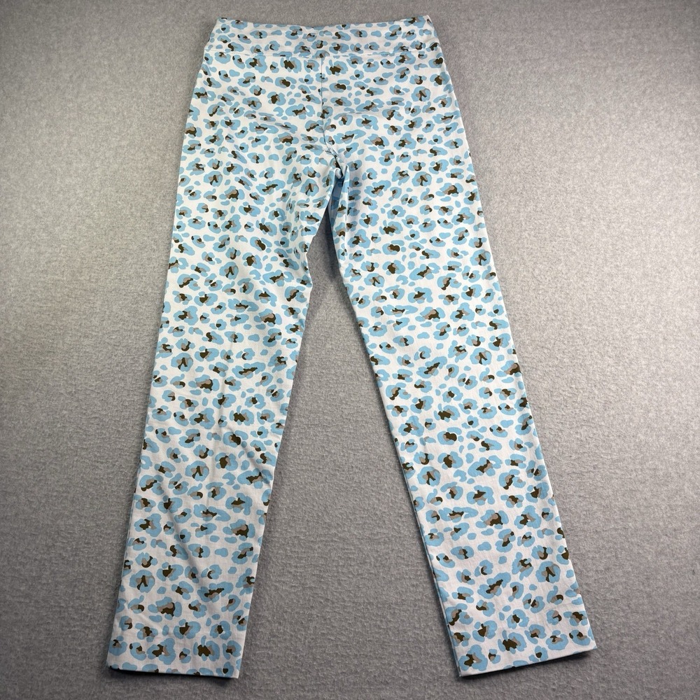 Krazy Larry Pants Women's 2 Blue Geometric All Over Print Stretch Flat Front EUC - Picture 3 of 9